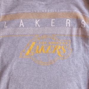 Last Chance Sale! NBA Lakers thermal, boys size 14/16, gray and Lakers gold
